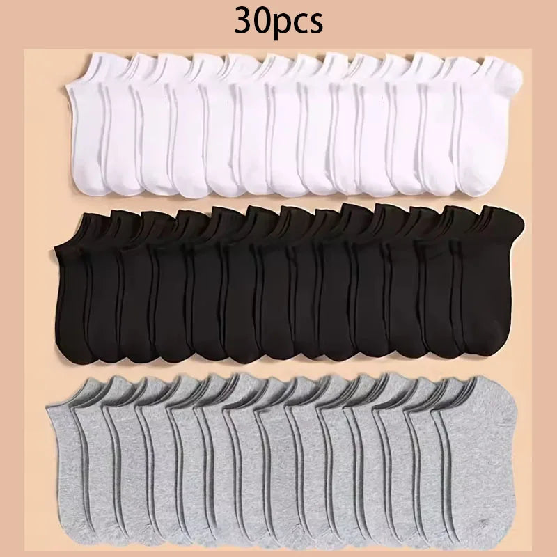 Unisex No-Show Ankle Socks, 10 to 40 Pairs