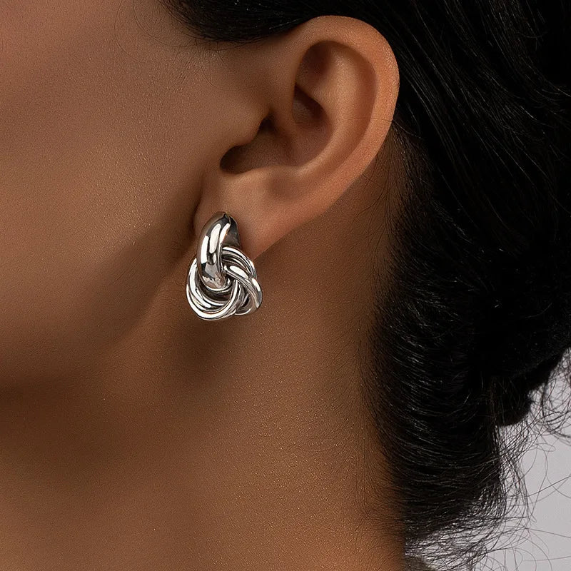 Chunky Hoop and Knot Earrings
