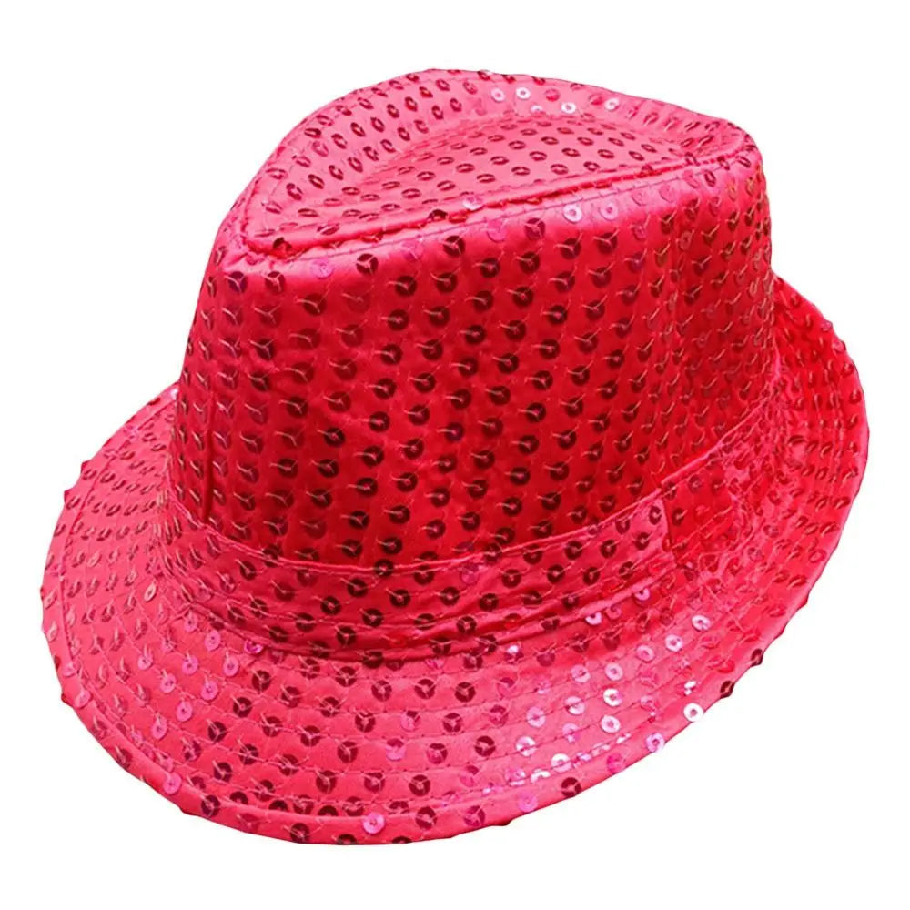 Durable Sequins Jazz Hat Party Shiny Masquerade Panama Cap Stage Cosplay Dance Performance Hat Party