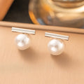 Gold-Tone Faux Pearl Bar Earrings