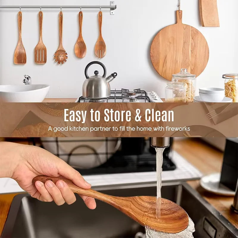 Acacia Wood Kitchen Utensil Set