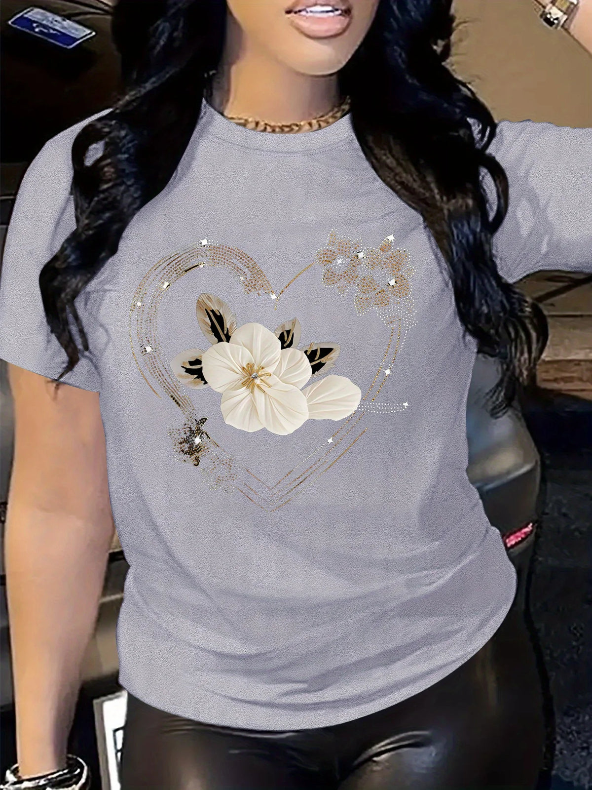 Women's Heart Print T-Shirt