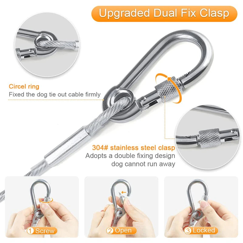 Double-Headed Dog Tie-Out Cable