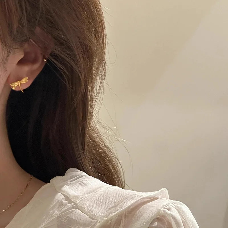 Gold Dragonfly Stud Earrings