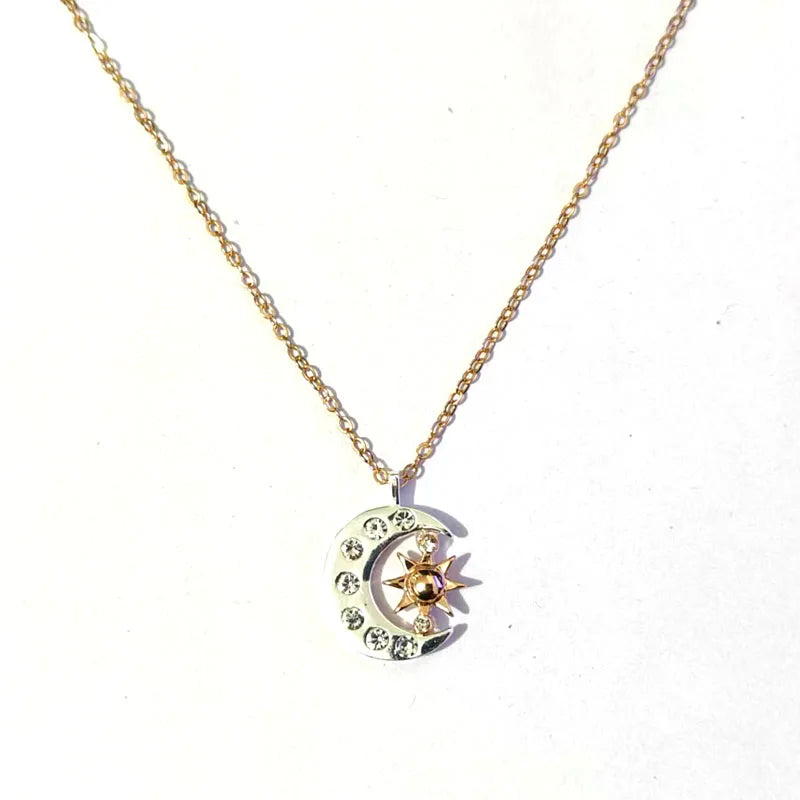 Two-Tone Moon and Sun Necklace