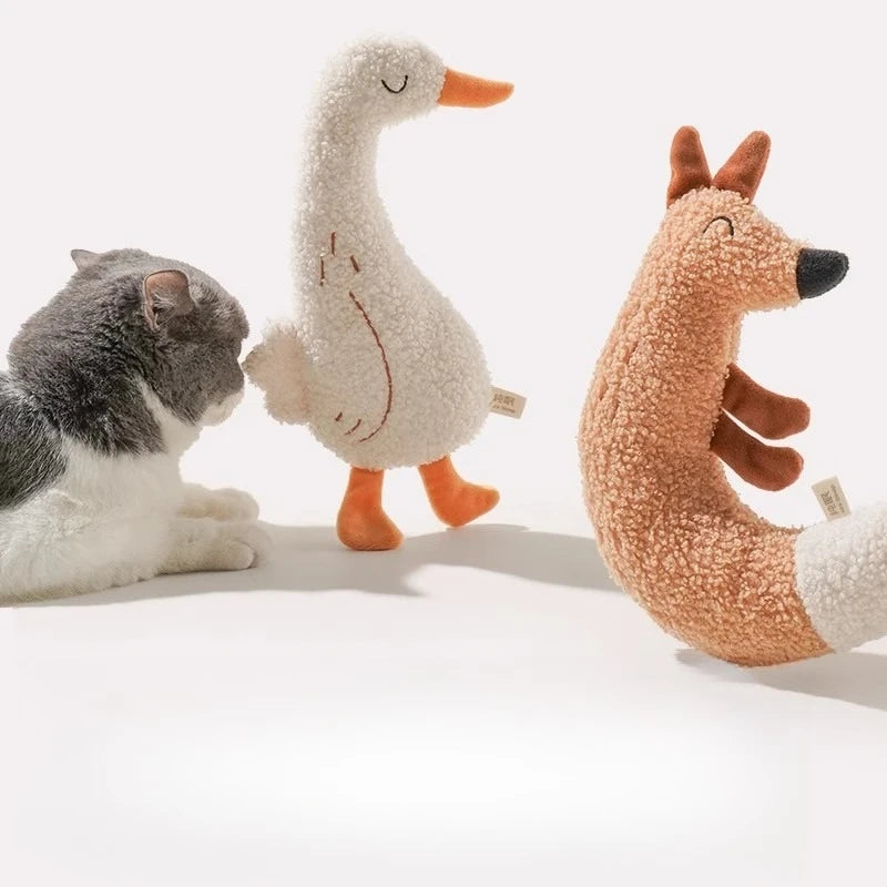 Plush Squeaky Chew Toy, Fox or Duck
