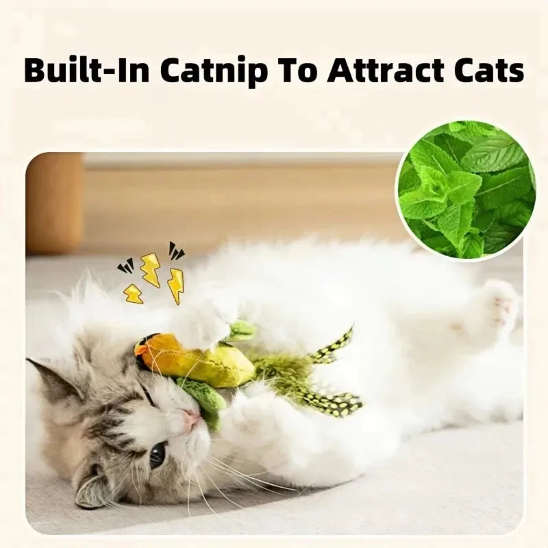 Bird-Sound Cat Teaser Toy with Elastic Rope