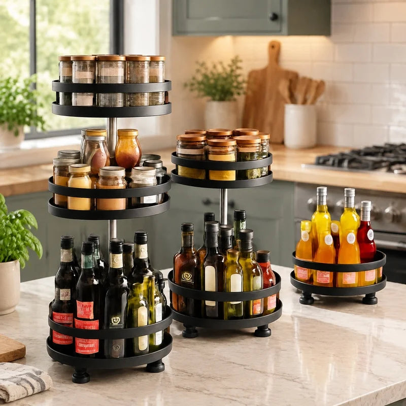 Rotating Spice Rack Tray, 1 to 3 Tiers