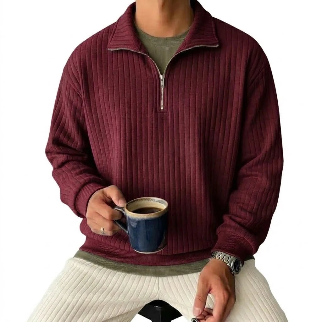 Men's Striped Half-Zip Knit Sweatshirt