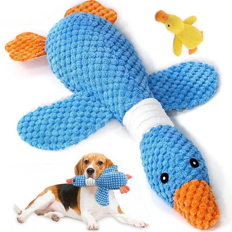 Plush Squeaky Chew Toy, Blue or Yellow