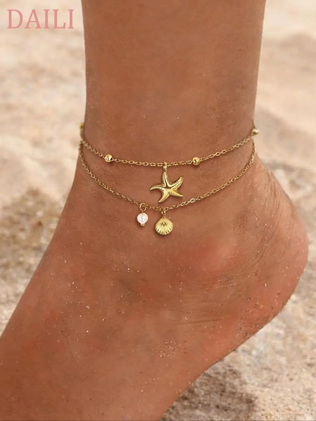 Gold-Tone Starfish Shell Anklet