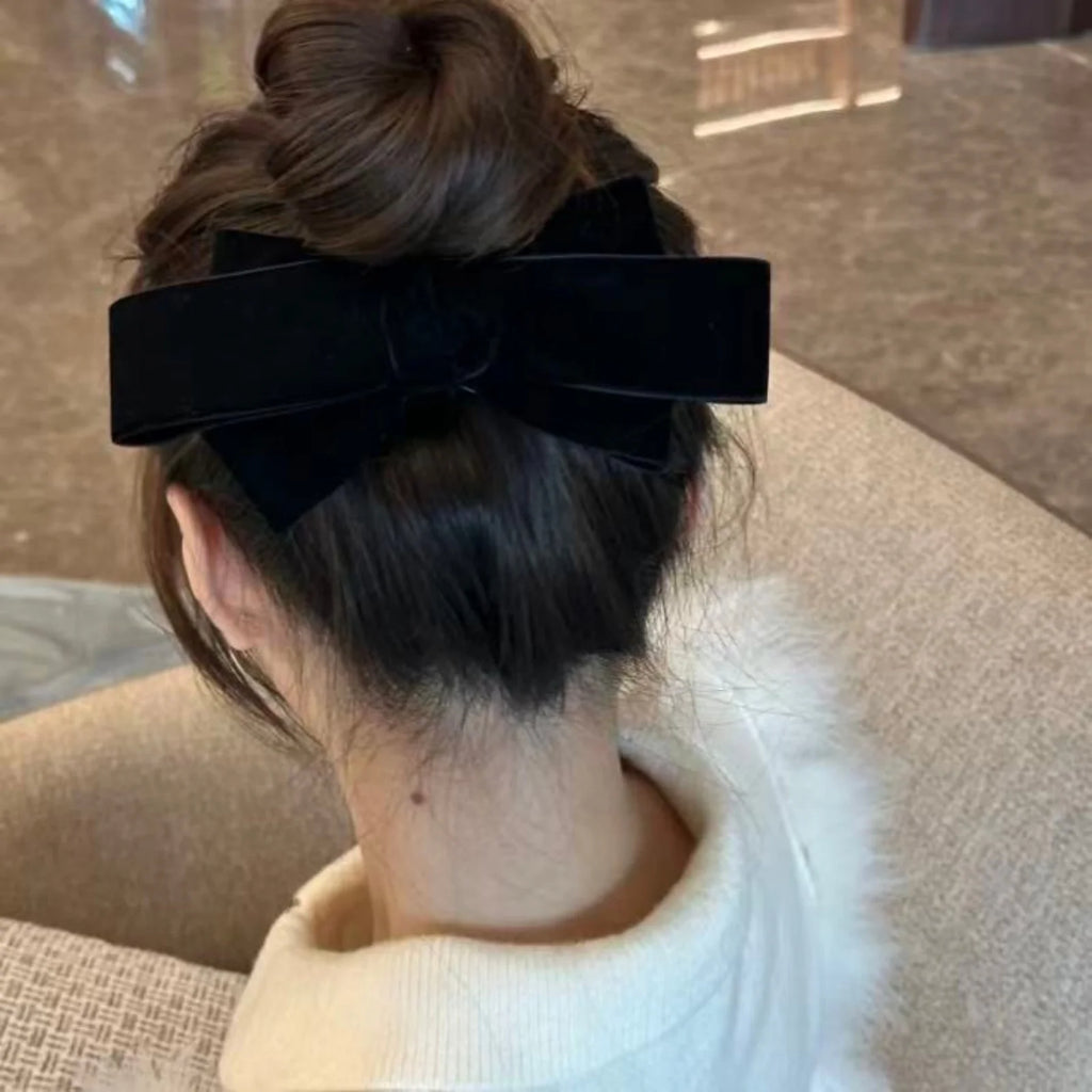 Black Velvet Bow Clip