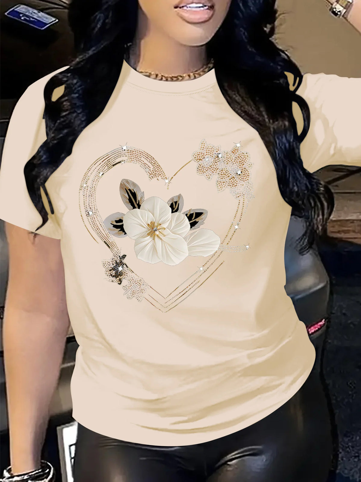 Women's Heart Print T-Shirt