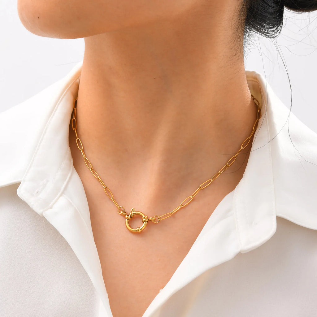 Silver-Tone Paperclip Toggle Necklace