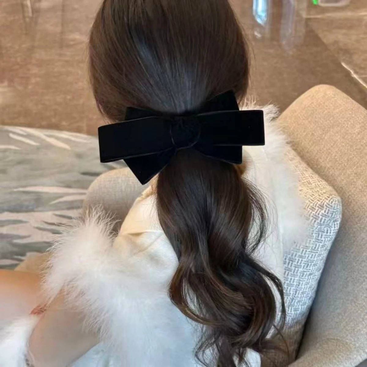Black Velvet Bow Clip