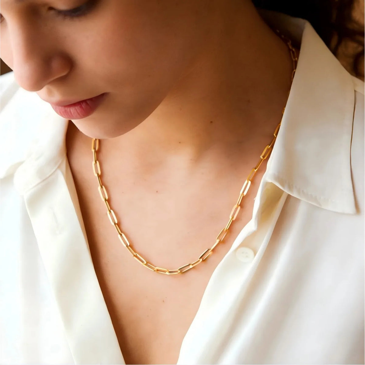 Gold-Tone Paperclip Chain Necklace