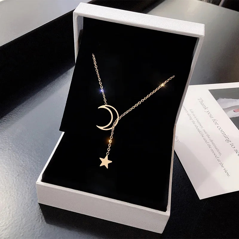 Gold-Tone Moon and Star Necklace