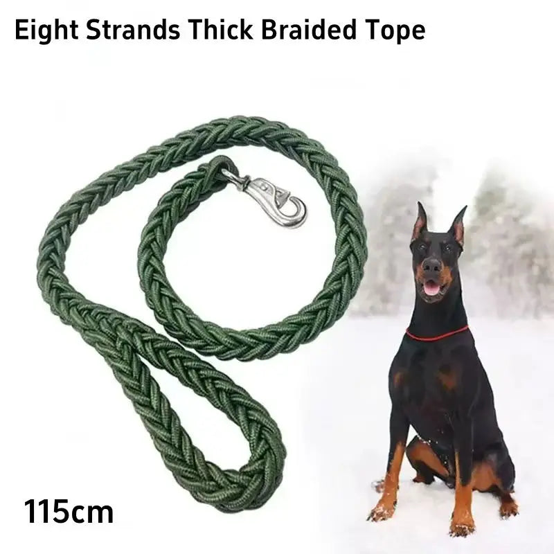 Braided Dog Leash, Black or Army Green
