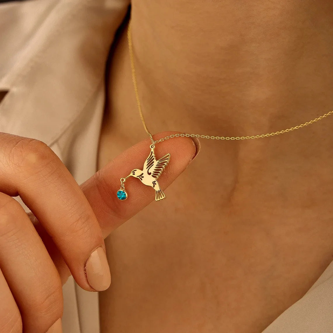 Gold-Tone Birthstone Pendant Necklace