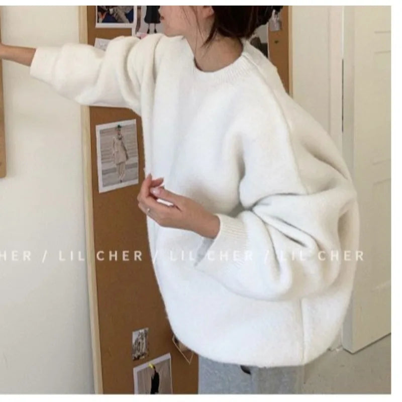 Grey Loose Knit Pullover Sweater