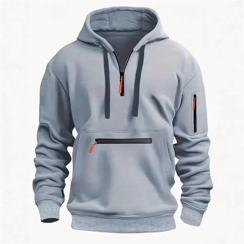 Men's Half-Zip Multi-Pocket Hoodie