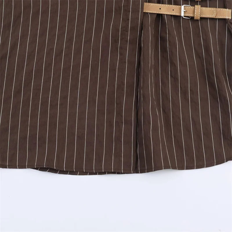 Women's Brown Striped Shirt