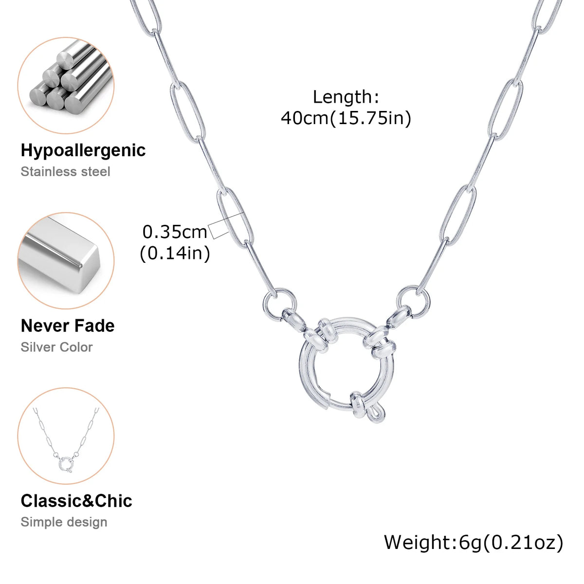 Silver-Tone Paperclip Toggle Necklace