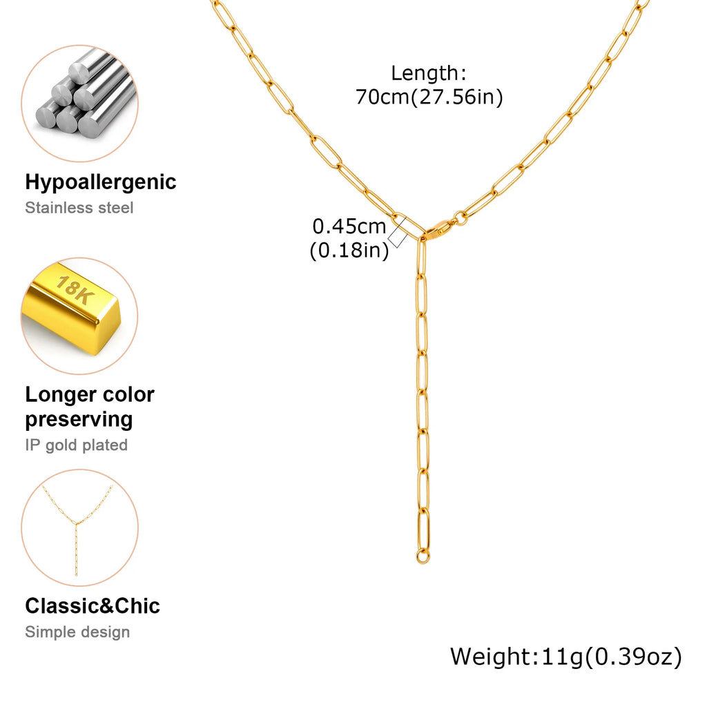 Gold-Tone Paperclip Lariat Necklace