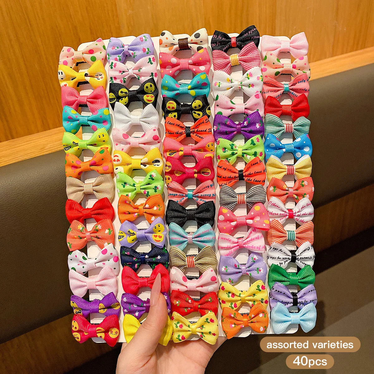 30 colored random bow fabric hair clips suitable for daily use as hair accessories