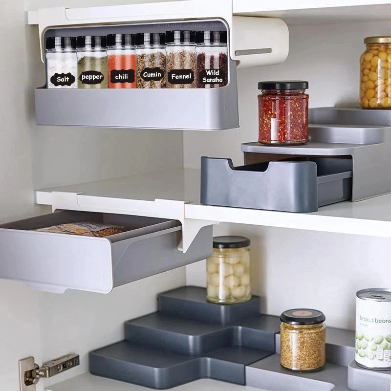 Self-Adhesive Under-Shelf Spice Rack