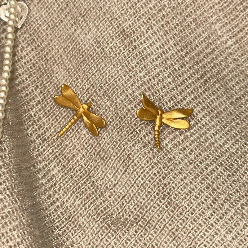 Gold Dragonfly Stud Earrings