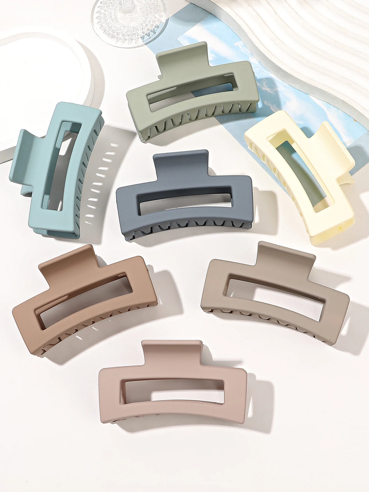 Matte Square Claw Clips, 7 Pack