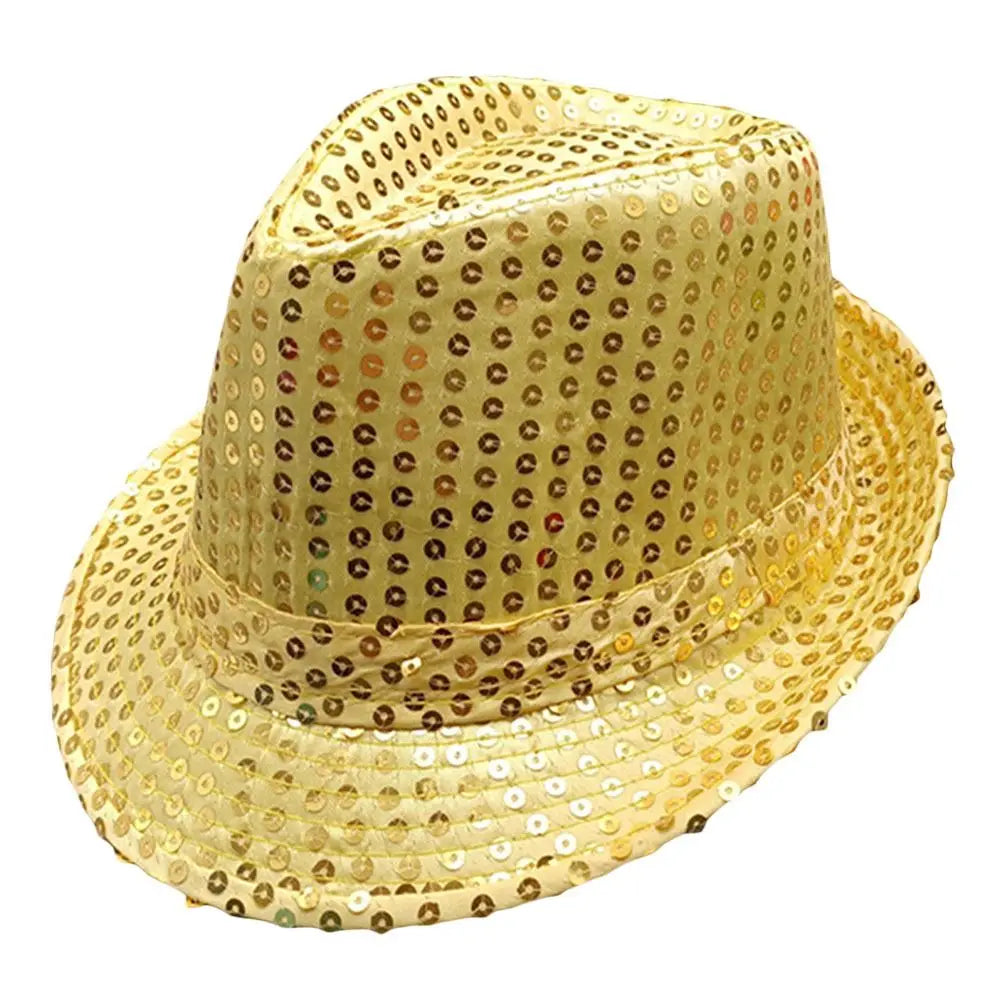 Durable Sequins Jazz Hat Party Shiny Masquerade Panama Cap Stage Cosplay Dance Performance Hat Party