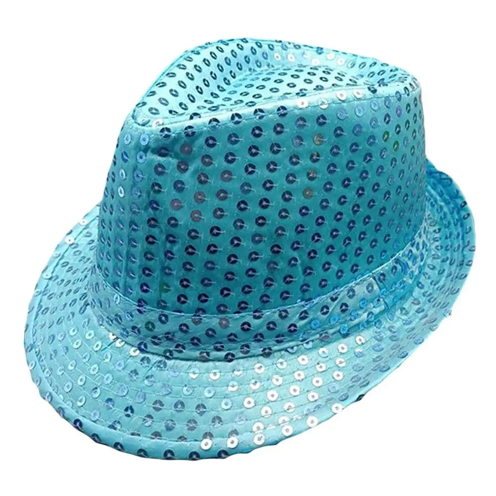 Durable Sequins Jazz Hat Party Shiny Masquerade Panama Cap Stage Cosplay Dance Performance Hat Party