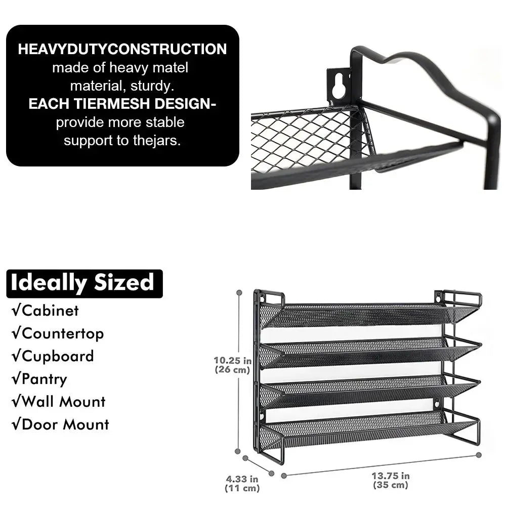 3 or 4 Tier Spice Rack for Counter or Wall