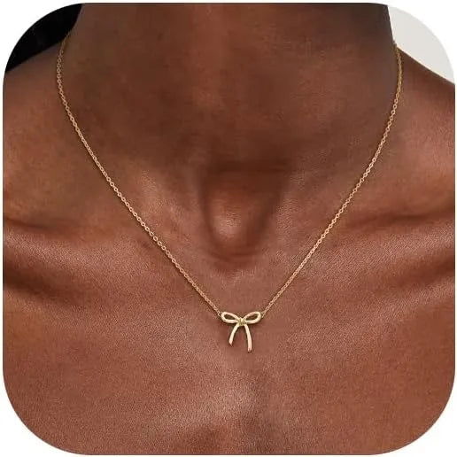 Gold-Tone Bow Pendant Necklace