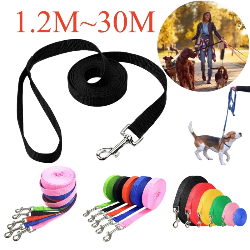 Long Nylon Dog Training Leash, 1.2M to 30M