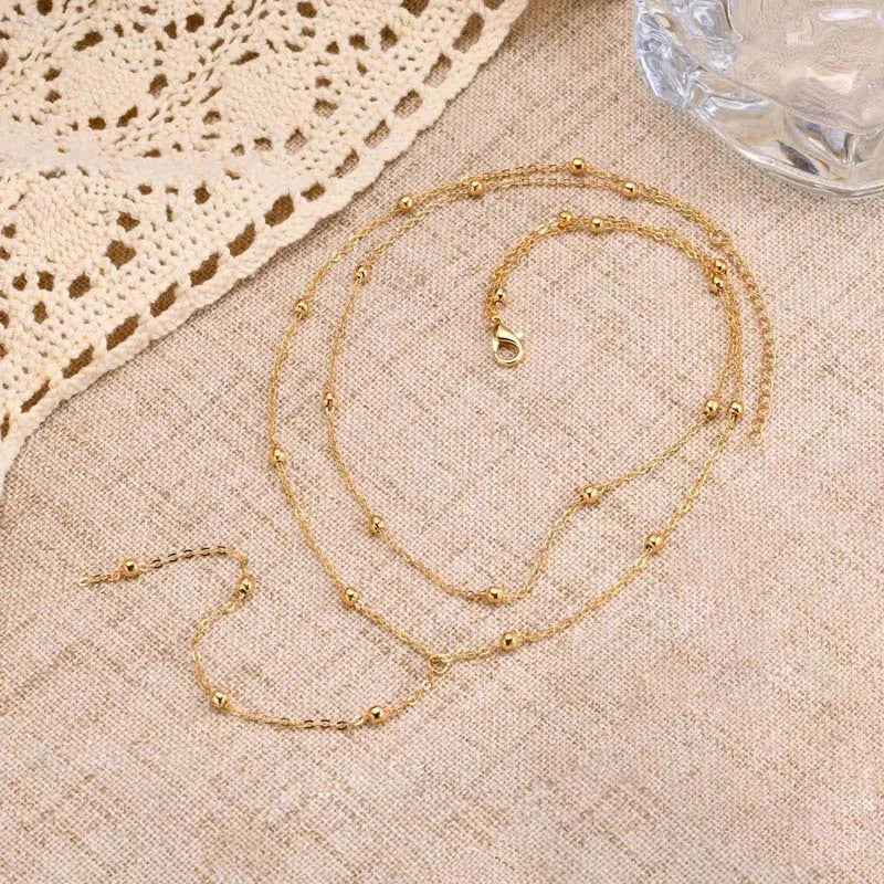 Gold-Tone Beaded Lariat Necklace