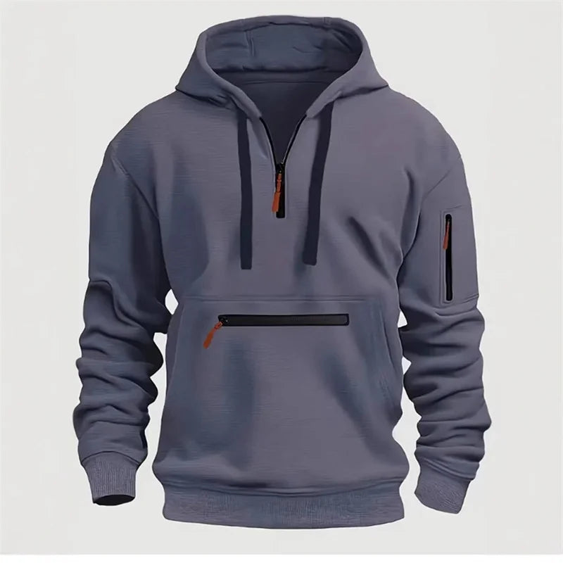 Men's Half-Zip Multi-Pocket Hoodie