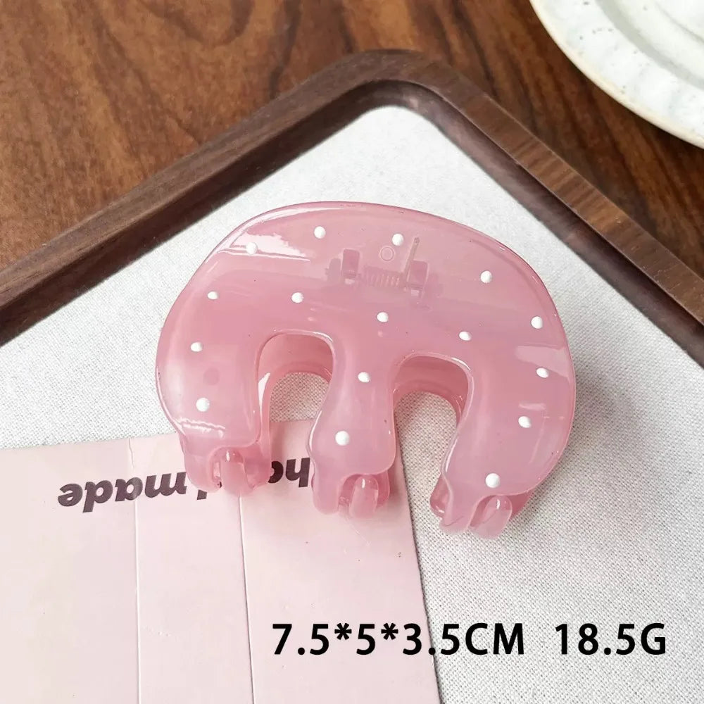 Flower and Geometric Hair Claw Clips