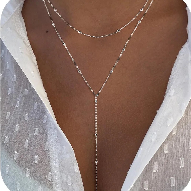 Gold-Tone Beaded Lariat Necklace