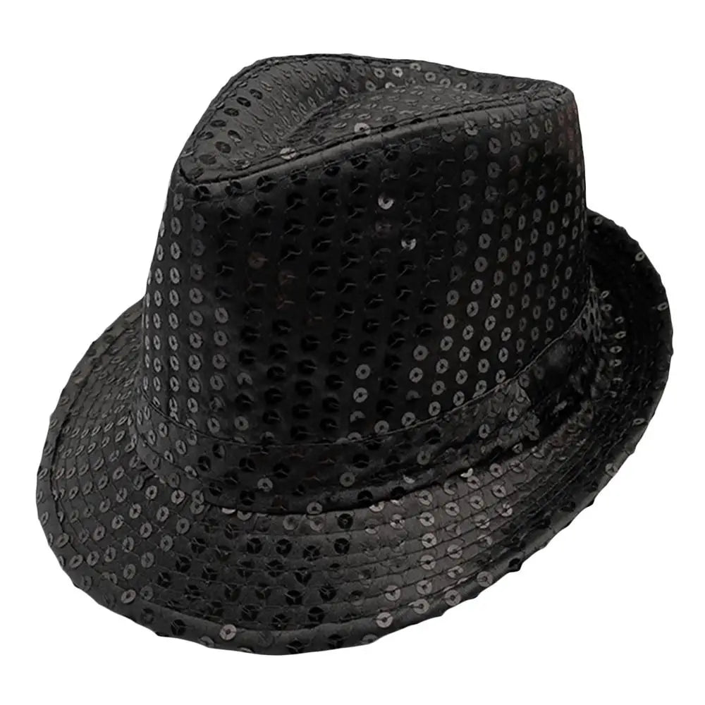 Durable Sequins Jazz Hat Party Shiny Masquerade Panama Cap Stage Cosplay Dance Performance Hat Party