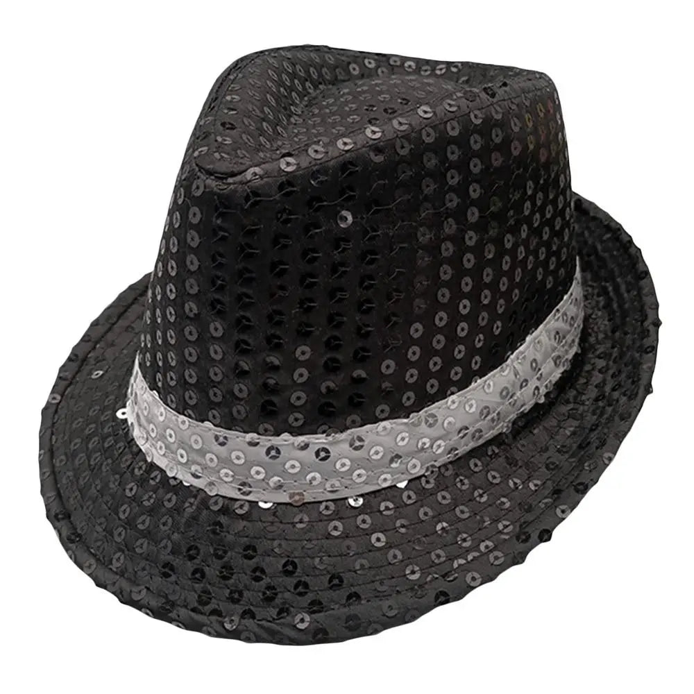 Durable Sequins Jazz Hat Party Shiny Masquerade Panama Cap Stage Cosplay Dance Performance Hat Party