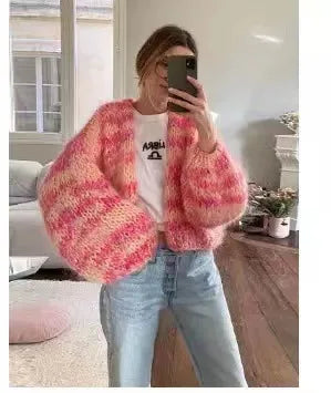 Women's Colorful Striped Knit Cardigan