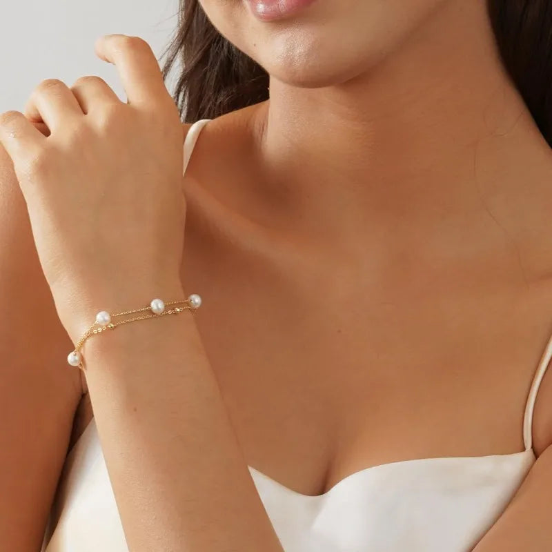 Gold-Tone Faux Pearl Bracelet