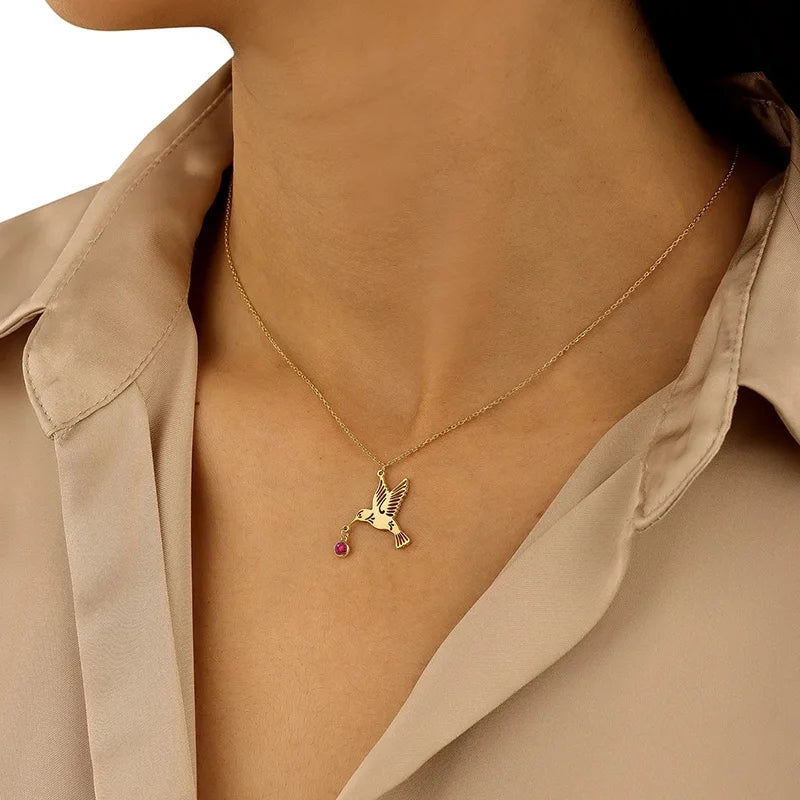 Gold-Tone Birthstone Pendant Necklace