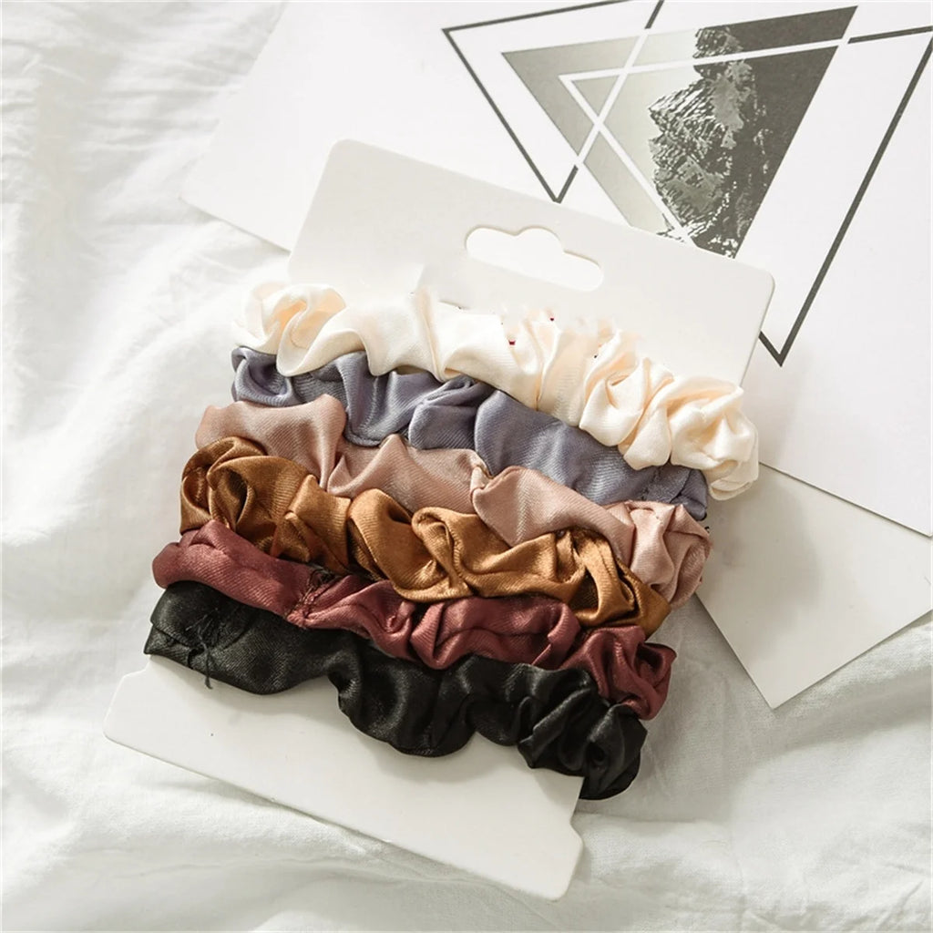 Satin Scrunchies, 6 Pack