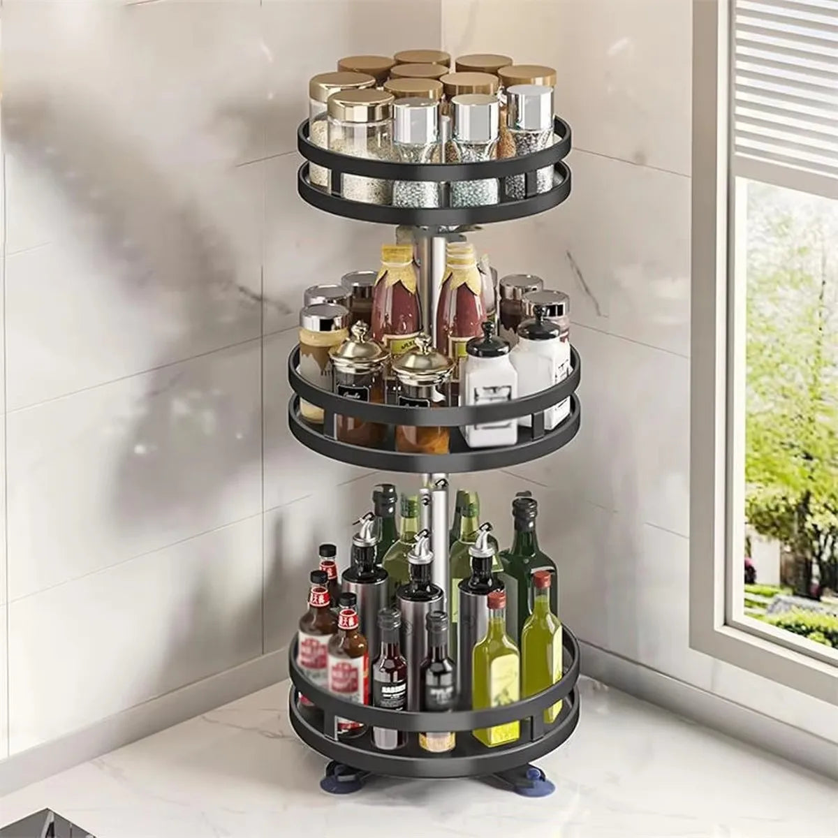 Rotating Spice Rack Tray, 1 to 3 Tiers