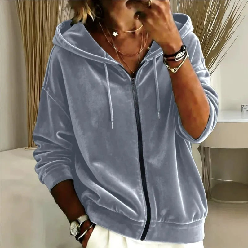 Women's Velvet Zip-Up Hoodie