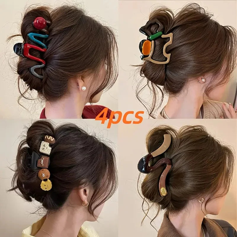 Large Wavy Hair Claw Clips, 4 Pack